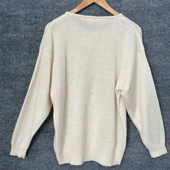 Vintage Sequins Sweater Womens Small Cream Lily of California Fuzzy Soft Top - Picture 2 of 14